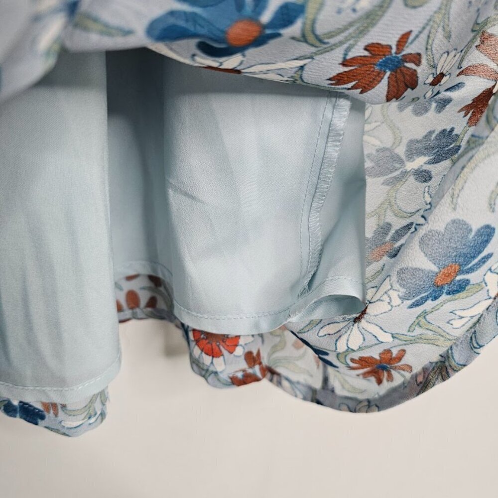 MADEWELL Open Back Dress size 0 XS WILDFLOWER GARDEN BLUE FLORAL Spring Summer - Picture 8 of 12